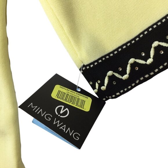 Ming Wang Cardigan Sweater Twin Set NWT Two Piece XL Knit Shell Yellow Black - Picture 9 of 14
